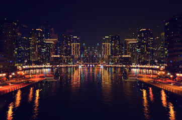 Fototapeta na wymiar Double exposure of night city view
