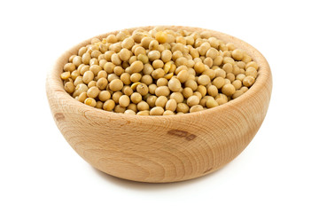 soya beans in a bowl isolated on white