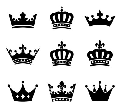 Collection of crown silhouette symbols