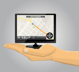 Hand Holding a GPS