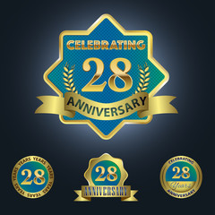 Celebrating 28 Years Anniversary - Blue seal with golden ribbon