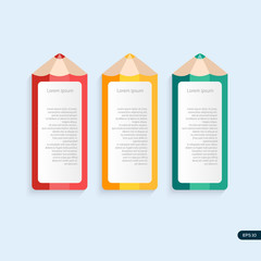 Vector pencil template with place for your content. Three pencil