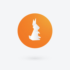 Origami paper rabbit icon. Vector illustration.