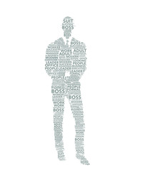 tag cloud vettoriale a forma di uomo d'affari