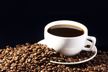 coffee cup and coffee beans