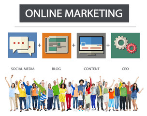 Fototapeta premium Online Marketing Business Content Strategy Target Concept