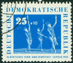 stamp printed in Germany shows Women's Gymnastics