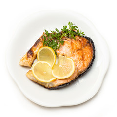 Salmone arrosto, roasted salmon steak