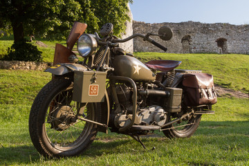 Fototapeta na wymiar Vintage WWII US Army motorcycle