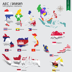 AEC map infographic elements, ASEAN