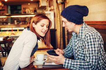 Lovely Couple In Cafe
