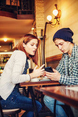 Lovely Couple In Cafe