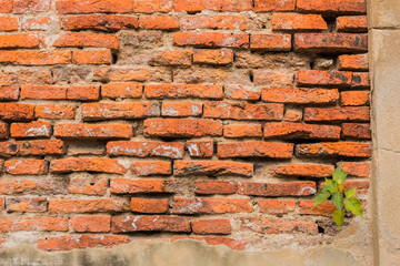 cracked concrete vintage brick wall background