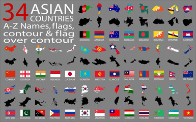 34 Asian Countries vector