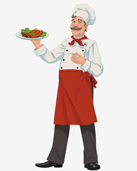 chef with cooked grill ribs