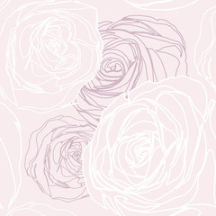 Cotton fabric Vector seamless floral pattern with roses abstract