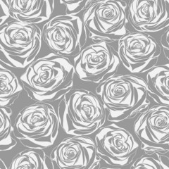 Cotton fabric Monochrome floral seamless pattern. Abstract roses