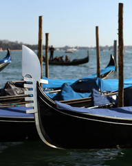 Fototapeta na wymiar gondolas on the water in venice italy