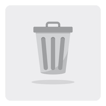 Vector of flat icon, trashcan on isolated background