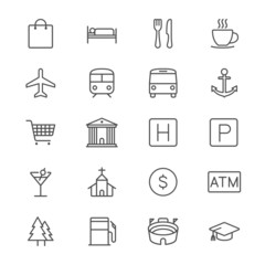 Map and location thin icons