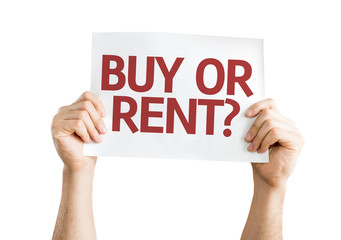 Buy or Rent? card isolated on white background