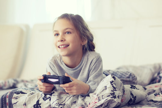 Child playing video game