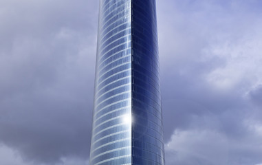 glass building, blue image, city of Bilbao