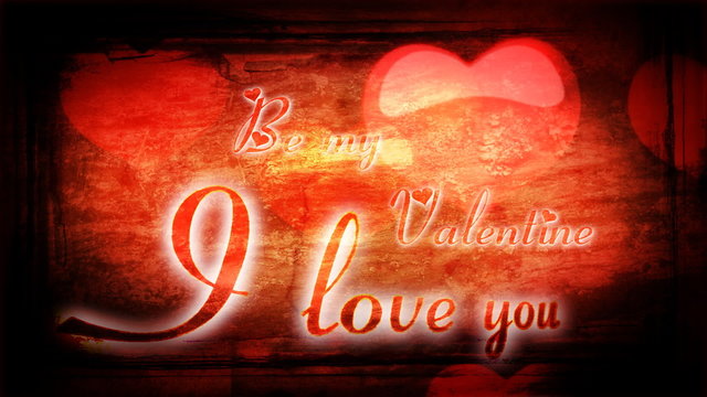 Animated romantic inscription I love you and heart in background for Valentine's day