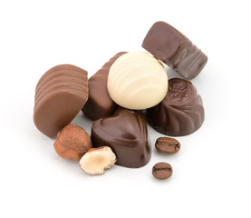 Chocolates on white
