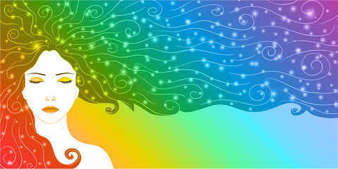 beautiful sweet woman with colored hair