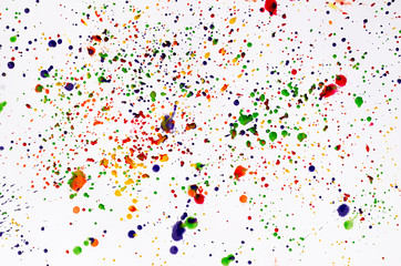 Color splatter on white background