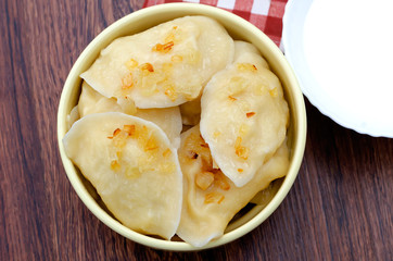 dumplings with fried onions