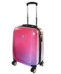 Suitcase  trolley purple-pink isolated on a white background