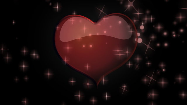 Red heart floating among stars animation for Valentine's day