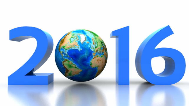 video animation of the new year with globe - 2016