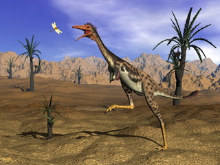 Mononykus dinosaur hunting - 3D render