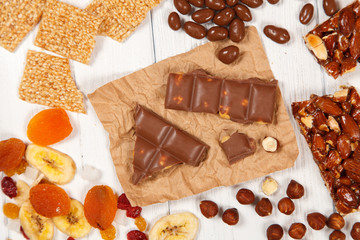 Delicious milk chocolate with hazelnut