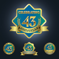 Celebrating 43 Years Anniversary - Blue seal with golden ribbon