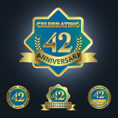 Celebrating 42 Years Anniversary - Blue seal with golden ribbon