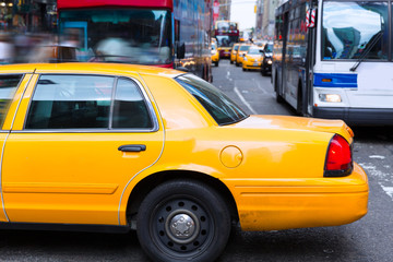 Fototapeta na wymiar Times Square New York yellow cab daylight