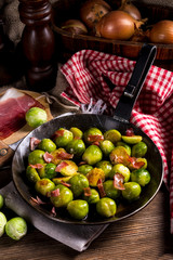 Honey caramelized brussels sprouts with ham