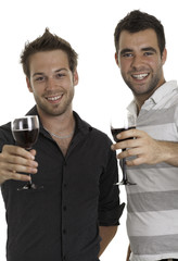 Two best friend in front of a white background