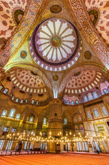 Fototapeta na wymiar Interior of Sultan Ahmet Mosque (Blue Mosque) in Istanbul, Turke