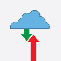 Digital cloud with download, upload arrows