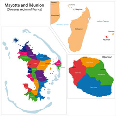 Reunion and Mayotte map
