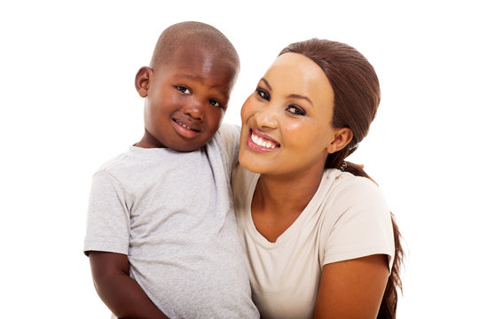 young black woman with her son