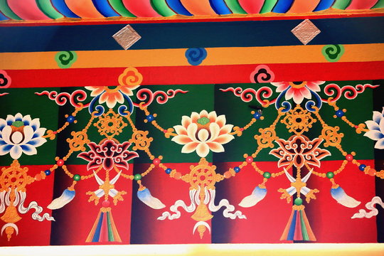 Buddhist wall decoration. Thrangu Tashi Y.monastery-Nepal. 0985