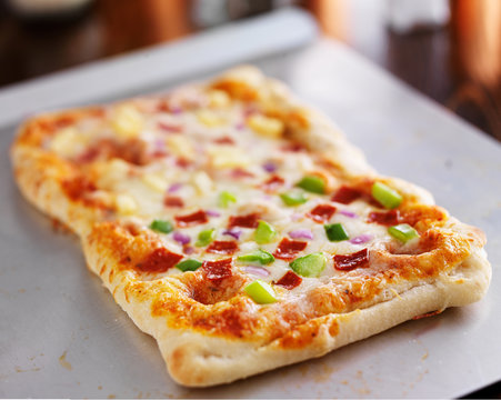 Homemade Baked Pizza On Baking Sheet