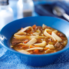 bowl of beef and noodle soup