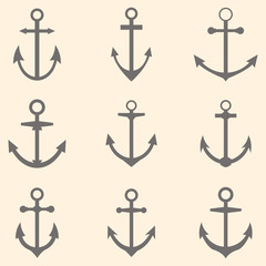 Set of anchors. Anchor symbols or logo template